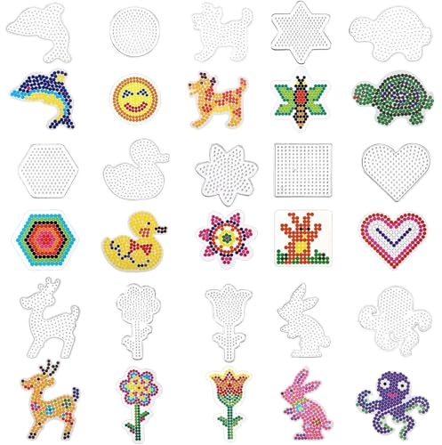 Lot de 15 grandes plaques de perles à repasser avec modèles et pochoirs, loisirs créatifs pour enfants, cadeaux créatifs pour garçons et filles