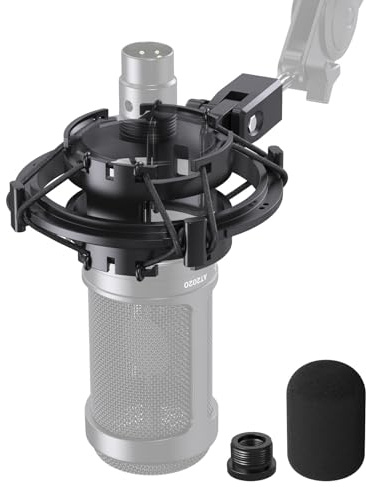 Bolunber AT2020 Mikrofonspinne, Kompatibel mit Audio-Technica AT2020USB+, AT2035 & ATR2050, Mikrofon-Stoßdämpferhalterung mit 5/8 und 3/8 Adapter