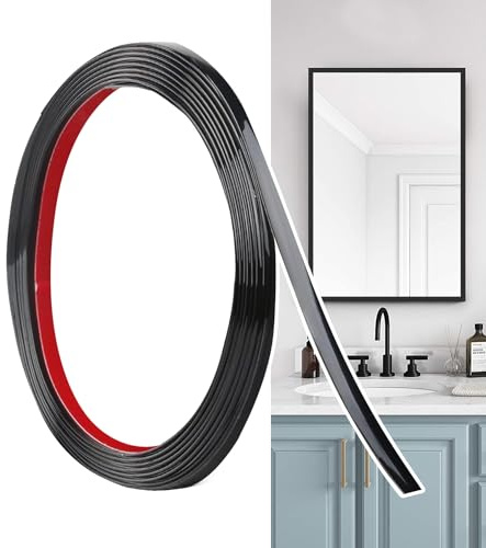 Hengrongshen Modanatura Adesiva per Pareti Nero Opaco (6M x 0.65cm) Facile da Tagliare e Incollare, Strisce Decorative Flessibili in PVC per Cornici, Specchi, Soffitti, Pavimenti, Armadi, Piastrelle