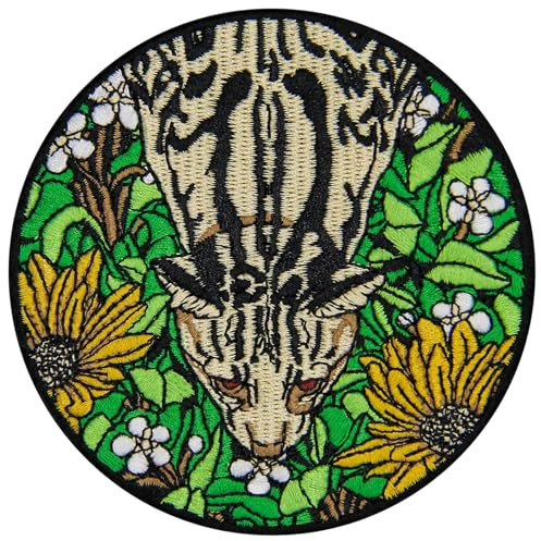 Aufnäher, bestickt, Design: Der Leopard lurkt unter den Blumen, zum Aufbügeln oder Aufnähen
