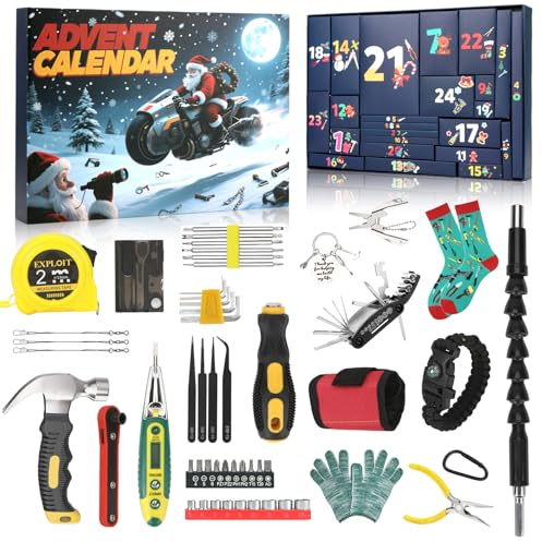 Adventskalender 2025 Männer,Weihnachtskalender für Herren Und Jugendliche, 24 Stück Nützliche Gadgetskalender Werkzeugekalender,Männer Countdown Adventskalender Werkzeuge Geschenk