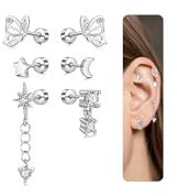 MODRSA Tragus-Ohrring Flat-Back Helix-Piercing Tragus-Helix：20G Skelett Schmetterling und Cubic Zirkonia Chirurgenstahl Tragus Piercing Schmuck