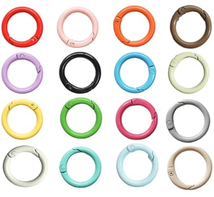32 Stück Karabiner 16 Farben Schlüsselringe Bunt Rund 24mm | O Ring Karabiner Schlüsselanhänger für DIY Schlüsselanhänger, Geldbeutel, Taschen, Schmuck und Bastelarbeiten
