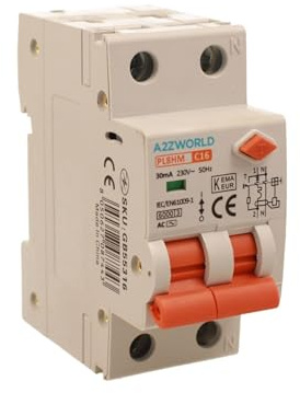Interruttore Differenziale Magnetotermico 16A C16, RCBO Tipo AC Curva C, 1P+N 6kA 30mA, Doppio Leva con Diagnostica Visiva, 2 Moduli DIN, Serie PL8HM Elettromagnetica