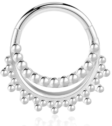 Vankula Septum Piercing Ring Hinged Segment Clicker 8mm 10mm 16g Chirurgenstahl Nasenpiercing Helix Daith Tragus Conch Piercing Schmuck für Frauen und Männer Schwarz Gold Silber