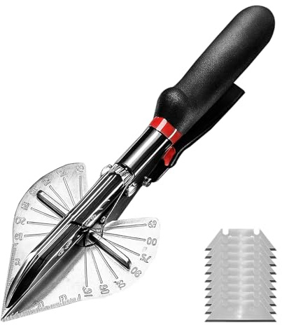 kelav Multi-angle Miter Scissors with 10 Spare Parts, Multi-Angle Cutting Tool 45-135 Degrees for PVC Wood Plastic, Cutting Scissors with Non-slip Handle