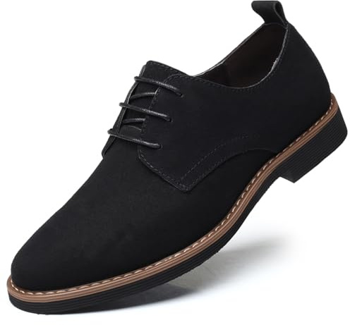 Mens Suede Shoes Dress Oxfords Shoes Lace Up Classic Derbys Brogues Wedding Shoes Black 11