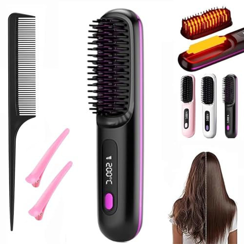 brosse coiffante cocoony cheveux courts,naelyah brosse chauffante,go brosse pro,For Giovencia Brosse Lissante Portable Naelyah Gobrosse Pro, Brosse Chauffante Cheveux Court,Anti-BrûLure Avec éCran Led
