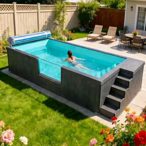 Piscinas de lujo de 20 pies y 40 pies | Piscinas de fibra de vidrio diseñadas a medida con sistemas de calefacción y limpieza, una gran opción para la relajación de verano.