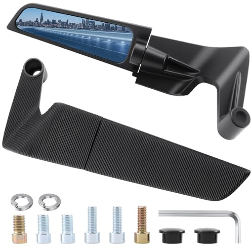 Liwogi Juego de 2 Espejos Retrovisores Laterales para Motocicleta | Antirreflejos Giratorio 360°, Universal, Espejo de ala de 10 mm/8 mm, Repuesto para Espejo Exterior Con Moto