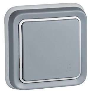 Legrand, Plexo 191510 Interrupteur mural, bouton poussoir étanche de surface de la gamme Plexo, interrupteur extérieur, étanche (IP55), gris