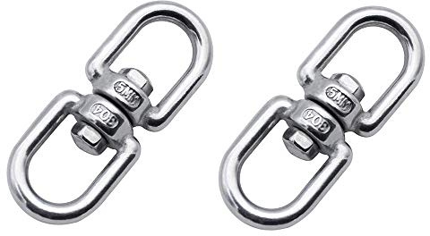 GLUK 2 Pcs Tiny 304 Stainless Steel Swivel Hook, Heavy Duty 5MM Double-Ended Swivel Hook Plant Hanger Basket Spinners for Hanging Plants Bird House