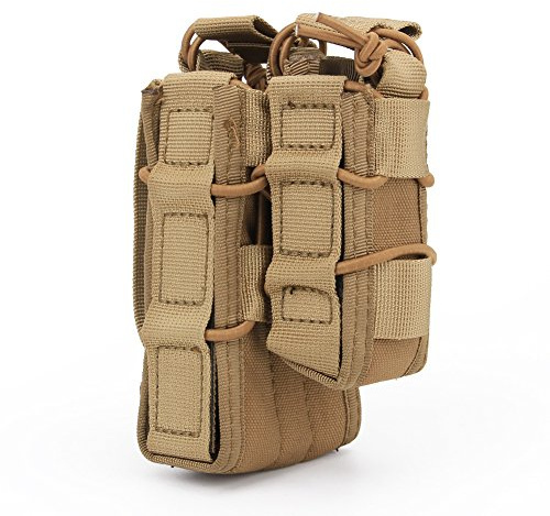 OAREA Molle Tactique Haut Ouvert Double Étage Double Fusil Pistolet Pochette Pochette Cartouche Clip Pochette Sac De Chasse Accessoires