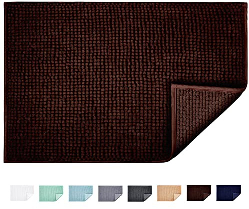 JARITTO Tappetino da Bagno Antiscivolo Tappetini per il Bagno Vasca Doccia WC Tappeto da Terra in Microfibra Ciniglia Assorbente Lavabile in Lavatrice Morbido 40 x 60 cm (Marrone)