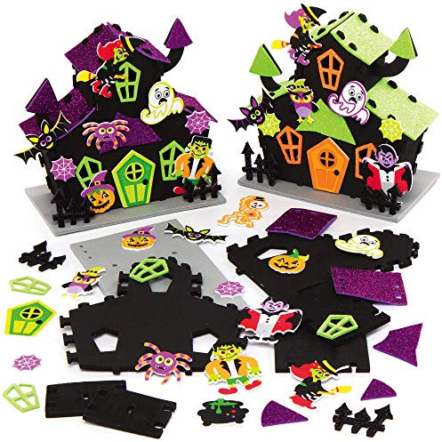 Baker Ross AX257 Halloween Geisterhaus Bastelsets für Kinder - 2 Stück, Kreative Künstler- und Bastelbedarf für Kinder zum Dekorieren zur Winterzeit, Mittel