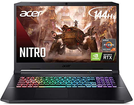 Acer Nitro 5 AN517-41-R0RZ Ordinateur portable de jeu, AMD Ryzen 7 5800H (8 cœurs) | GPU NVIDIA GeForce RTX 3060 pour ordinateur portable | Écran IPS 17,3 FHD 144 Hz | DDR4 16 Go | SSD NVMe 1 To |