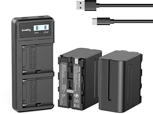 SMALLRIG Batteries (7800 mAh 2 Packs) et Kit Chargeur LCD Chargeur Rapide Compatible avec NP-F970, NP-F960, NP-F950, NP-F930, NP-F550, NP-F570, NP-F750 Batteries pour Sony Caméscopes - 3823