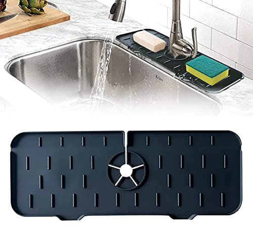 AOOTUERL Silicone Faucet Guard Mat Drain Drying Pad Splash Guard for Kitchen, Bathroom, Bar