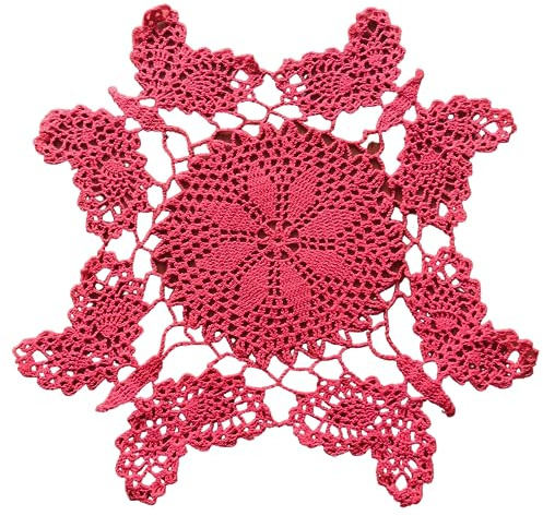 Schmetterlinge Rot Rosa Häkeldeckchen 33 cm
