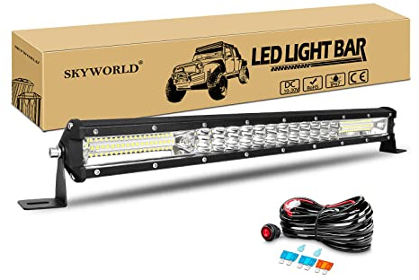SKYWORLD 20 50cm 180W Led Arbeitsscheinwerfer Bar Combo Offroad Led Scheinwerfer 12V mit Kabelbaum Kit, Zusatzscheinwerfer Auto LED Rückfahrscheinwerfer Lightbar für 4x4 Traktor SUV ATV LKW