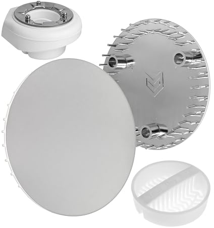 Abdeckhaube und Haarsieb Set für Duschabfluss, Ø 115 mm, kompatibel mit Viega Tempoplex Ablaufgarnitur ab Baujahr 2006, für Duschwanne mit Ablaufloch Ø 90 mm, verchromter ABS ASA Deckel, Haarfilter