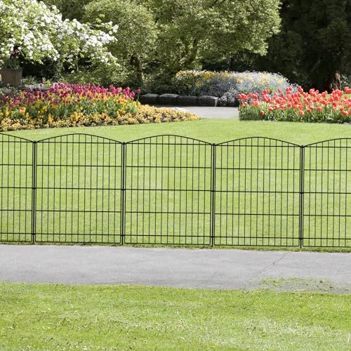 INJOPEXI Decorative Garden Fence - 6 Panels, 11.8ft L x 30in H, Rustproof Wire, Animal Barrier, Outdoor for Backyard Patio
