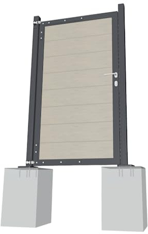 Gartenwelt Riegelsberger Universal Alu-Torrahmen Anthrazit mit WPC-Füllung sand Zubehör für Gartenzaun Zaun WPC Steckzaun Sichtschutzzaun Garten Terrasse