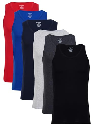 Men's Pack of 6 Assorted Vests Plain Tank Top Vest Cotton Undershirt (Assorted, UK-Medium)