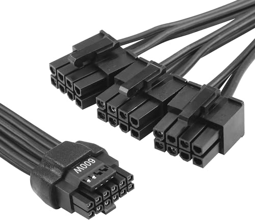 CERRXIAN 2,4 ft 12VHPWR zu 3X CPU 8-Pin-Stromkabel, 16-Pin-Stecker zu 3X EPS 12V 8-Pin-Stecker-Netzteilkabel NUR für Corsair Modular Power Supply