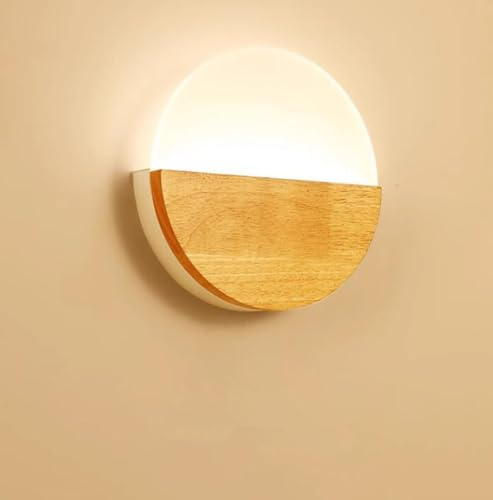 SXYSXYSXY LED Minimalismus Holz Wandleuchte Dimmbar Modern Acryl Wandlampe Drei-Farben-Licht Innen Schlafzimmer Wandbeleuchtung für Wohnzimmer Treppenhaus Flur 20cm