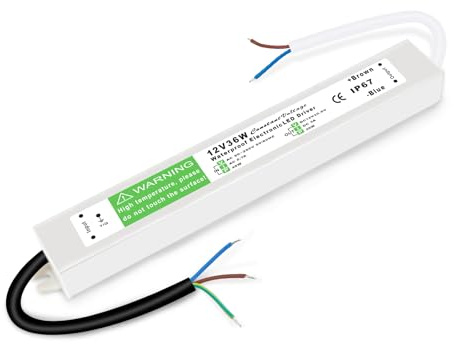LED Trafo 12V 36W, Trafo 230V auf 12V LED Netzteil 3A, IP67 Wasserdicht | LED Driver Transformator 230V 12V, LED Netzteil 12V Für MR11 G4 MR16 GU5.3, Keine Mindestbelastung/Flimmern/Rauschen