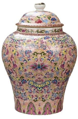 LOVIVER Tea Canister Tin Porcelain Ginger Jar Decorative Centerpiece Organizer Temple Jar for Desktop Party Fireplace Wedding