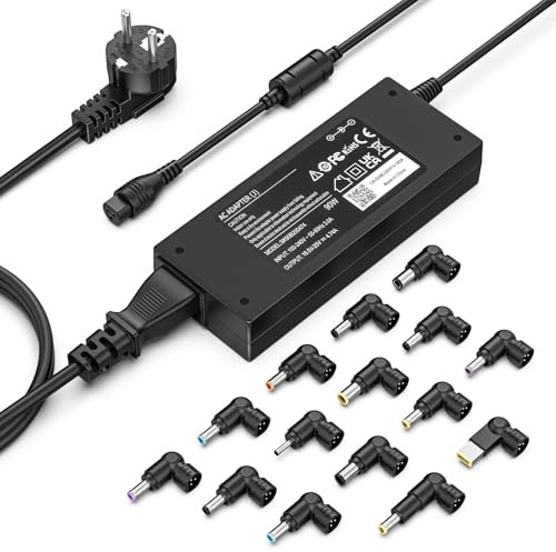 90W Chargeur Universel PC Portable pour HP Lenovo Acer ASUS Dell Toshiba Sony Samsung Fujitsu MSI Medion 15V 16V 18V 18.5V 19V 19.5V 20V avec 16 Fiches Adaptateurs…