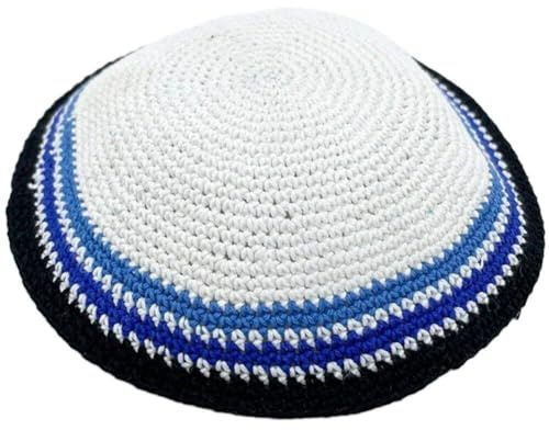 Stickad kippahs bomull yarmulkes judisk skallemössa hatt traditionell yarmulke keps Jerusalem hatt klassisk handgjord mössa, stil 2, 5.12-6.30inch/13-16cm