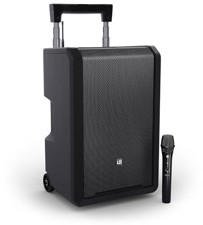 LD Systems ANNY 10 HHD B5 - Mobiler Bluetooth PA Lautsprecher mit Akku, Mixer und 1x Funkmikrofon 584-608 MHz, schwarz