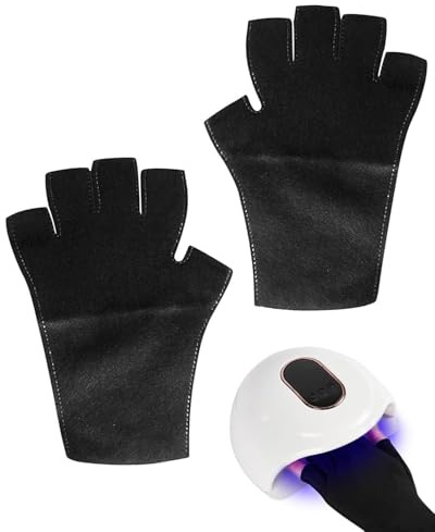 AORHOFJ 1 Pair of UV Gel Nails Lamp, UPF50+ Protection, for Manicure, Dryer, Nail Skin Care, Fingerless, for Home, Outdoor, Gloves, UV Protection Gloves