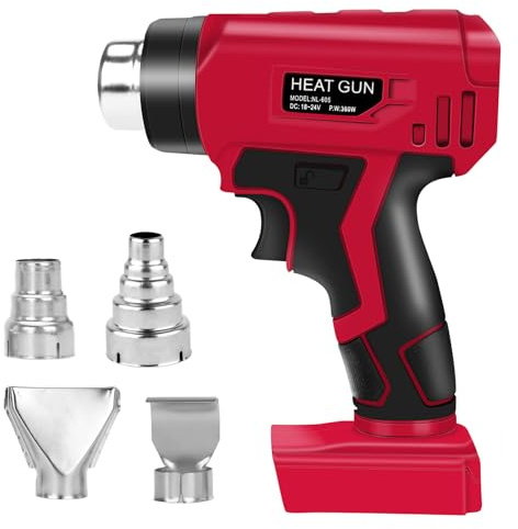 Akku Heißluftpistole Kompatibel mit Milwaukee M18 18V Akku, Max. 430℃ Kabellose Heißluftpistole mit 4 Düsen zum Abbeizen, Biegen von Rohren, DIY (ohne Akku)