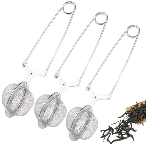 3 Piezas Pinzas para té, Colador de Té Esférico de Acero Inoxidable, Colador de Té para Té Suelto para Los Amantes Del Té - Ø 4,5 cm
