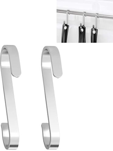 plastific Pack of 2 S Shaped Hanging Hook Stainless Steel Hanger for Office Kitchen, Bathroom, Bedroom, Market Stall, Camp, Hang Butcher Meat, Pot, Pan, Rail (12 - cm)