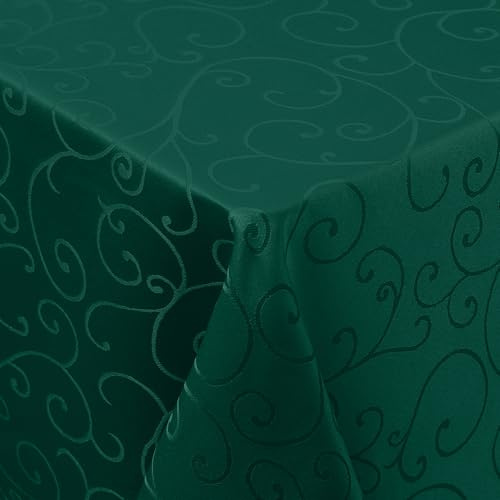 smiry Bordsduk tvättbar ornament rektangulär 90 x 90 cm bordsduk damast reptålig av polyester lättskött för kök, fest – mörkgrön