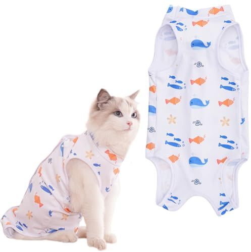 AFCJLTO Chaleco de Esterilización para Gatas, Ropa Postoperatoria para Gatas, Chaleco de Destete,de recuperación quirúrgica Ropa Chaleco de pequeños Gatos (4-8kg)