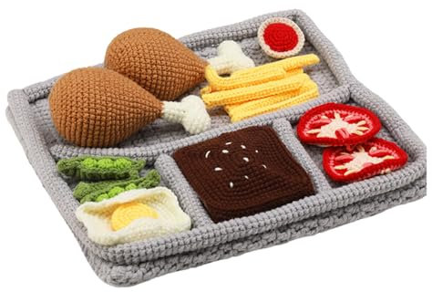Vdaxvme Häkel-Laptoptaschen-Set mit Anleitung (evtl. nicht in deutscher Sprache), Lebensmitteltablett wie Tischtasche, Häkelset mit Stricken