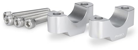 Puig 22037P Riser, rialzi manubrio Hi-Tech Parts da 20mm di altezza e Ø 29,2 mm, lavorati in alluminio anodizzato per migliorare ergonomia e stile alla guida della tua moto, Argento