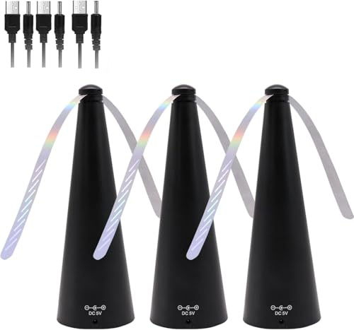 3PCS Ventilateurs Anti-Mouches Pour Table - Ventilateur De Table Portable Rechargeable Par USB, Ventilateurs Anti-moustiques Silencieux, Répulsifs Anti-Mouches Pour Terrasses, Restaurants Et Extérieur