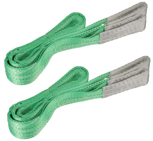 2 Pack 2M Heavy Duty Lifting Sling Strap Strop Polyester Webbing Sling 4409lbs Lifting Strap Max Breaking Strength 8818lbs Working Charge 3527lbs Green