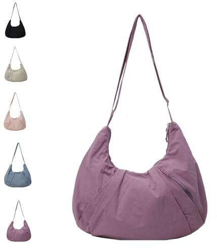 Generisch Good Totes Croissant Bag, Large Croissant Sling, Large Fashion Nylon Waterproof Satchel, Crescent Crossbody Bags for Women (Purple)