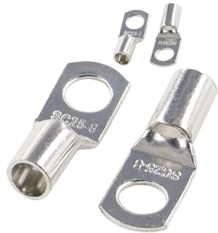 JOYELEC 20Pcs SC25-8 Tinned Copper 25.0mm² Cable Lugs M8 Battery SC Ring Crimp Terminals Connectors for Electric, Auto, Boat, Car,Battery Cable Ends Lugs, Bolt Hole Crimp Terminals Connector
