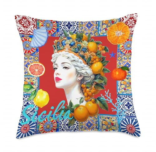 Italian Sicilian Moors Head Summer Lemon Art Throw Pillow