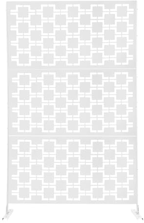 Brise-vue autoportant - Brise-vue en métal - Brise-vue - Décoration avec support pour l'extérieur et l'intérieur - Plus d'intimité - 120 x 40 x 190 cm - Blanc