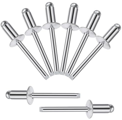 Songella Aluminium-Blindnieten 6,4 x 12 mm Pop-Nieten Offenem Ende Blindnieten mit Aluminiumgriff und Stahldorn 60 Stück (Silber)